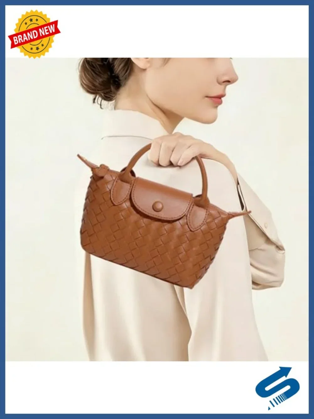 Small Vegan Leather Crossbody Bag Mini Woven Dumpling Handbag Top Handle